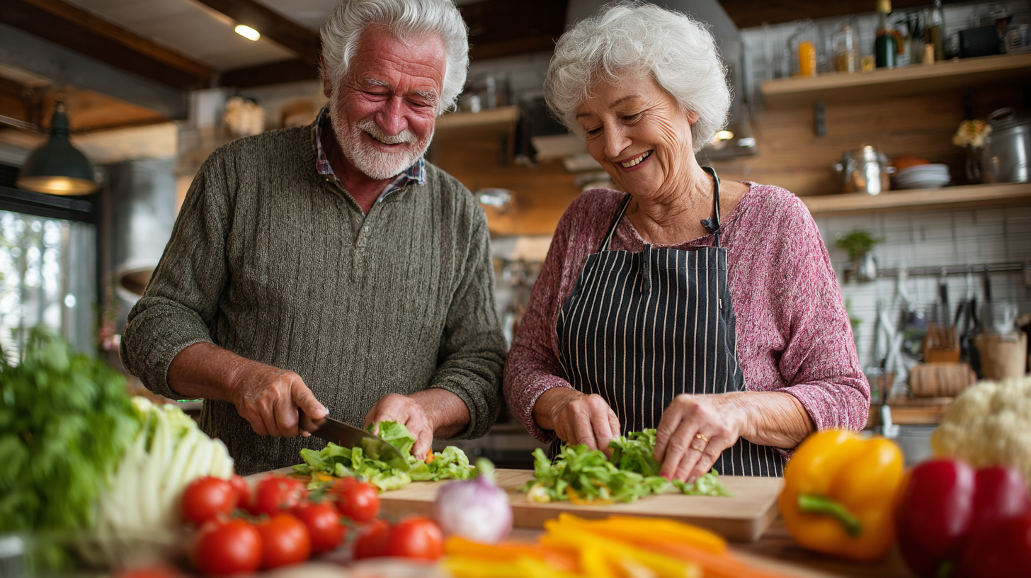 Зрілі люди практикують йогу та здоровий спосіб життя